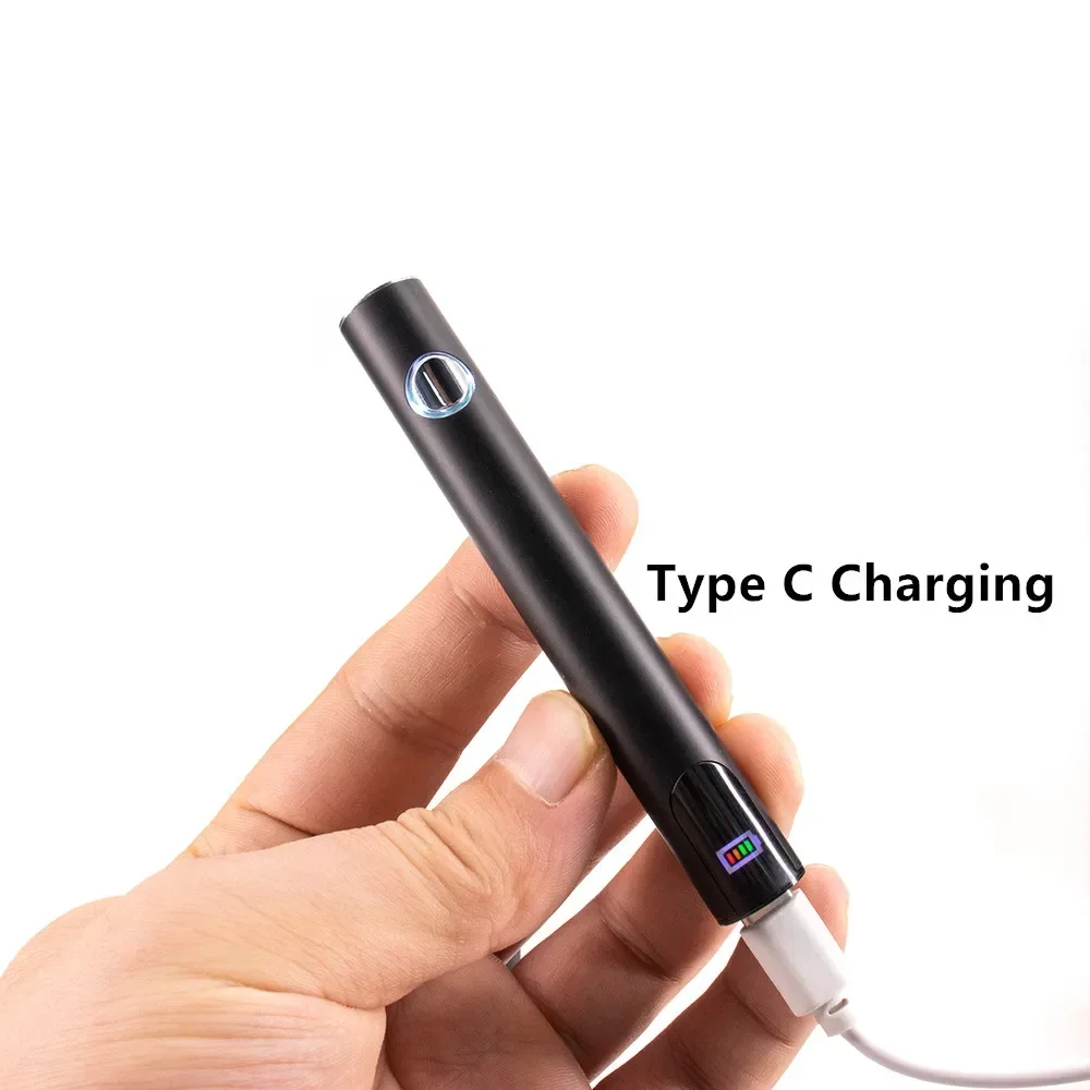 510 Thread Vape Pens 650mah Preheating Battery with Screen Type C USB Charging Adjustable Voltage Vaper Battery for Cartridges