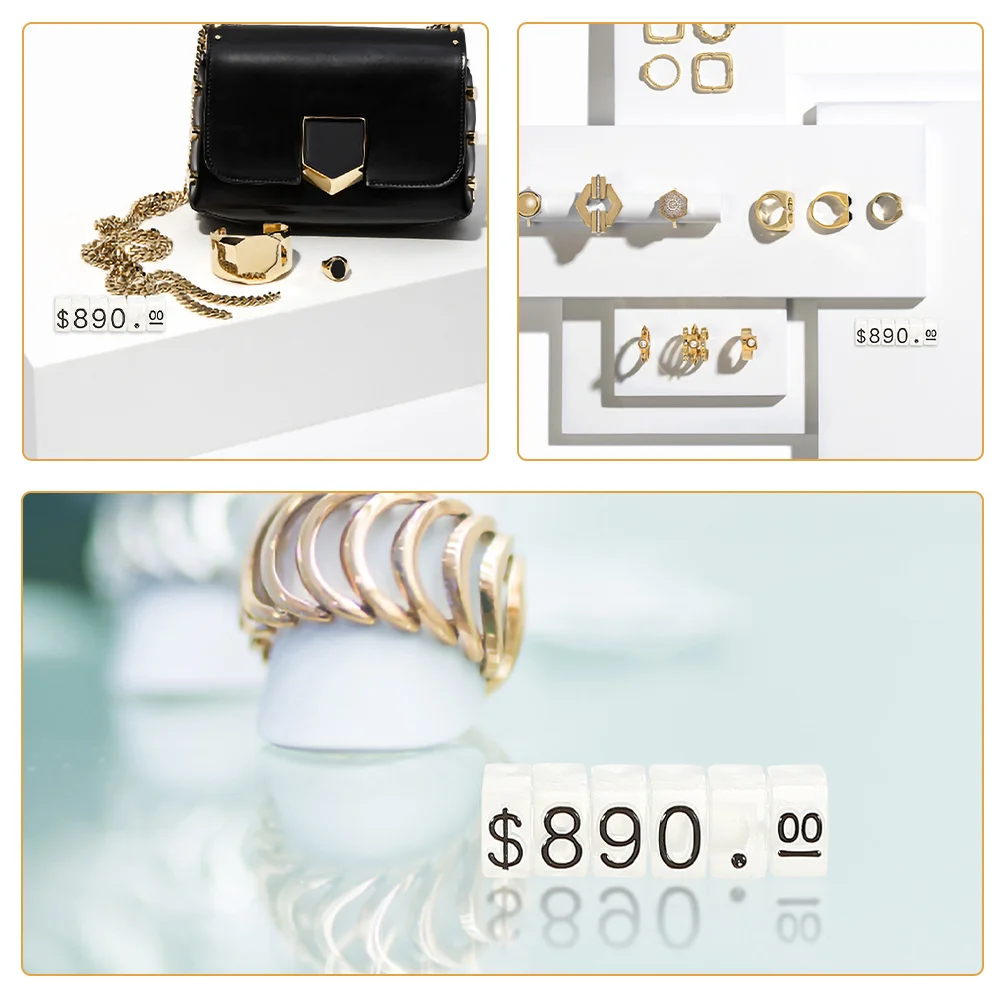 

15 Strings Price Cube Number Price Tag Display Stand Jewelry Pricing Labels Adjustable for Retail Jewelry Tag Retail Counter