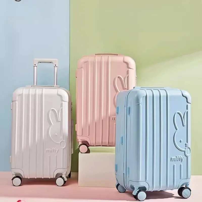 Miffy Kawaii Anime Cartoon Rabbit Luggage Universal Wheel Password Lock Strong and Durable Travel 22-inch College Trolley Case