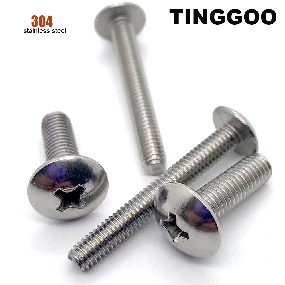 

1/50pcs M2 M2.5 M3 M4 M5 M6 M8 304 Stainless Steel JISB1111T Phillips Truss Large Flat Round Cross Head Woodworking Screw Bolt