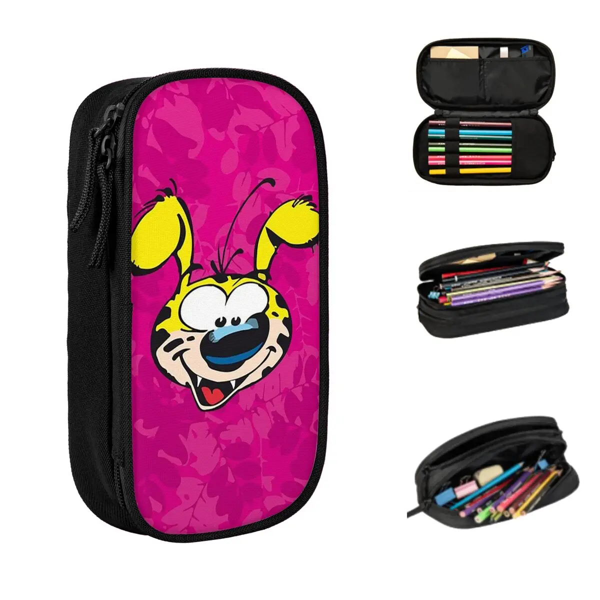 Marsupilami-Étuis à crayons de grande capacité pour garçons et filles, boîte à stylos, poudres à crayons pour étudiants, école, bureau, papeterie