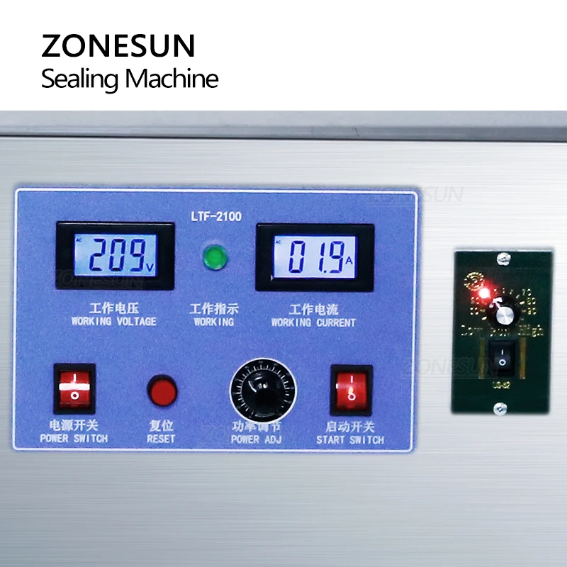 ZONESUN Automatic Aluminum Foil Sealing Machine Round Plastic Vial Bottle Lid 22-180mm ZS-FK1800