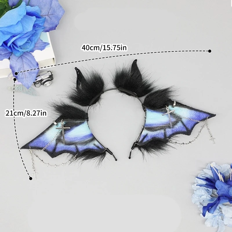 Realistic Bat Wing Hairband Anime Headband Women Theme Party Dressingup Hairhoop Dropshipping