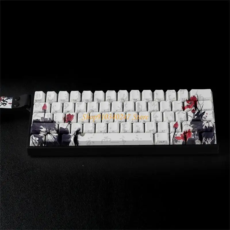 

Q22A MXES Keycaps 65% клавиатуры Клавиатуры Dyes Сублимации японские сливы расцветают нефтяной материал PBT MATIOR