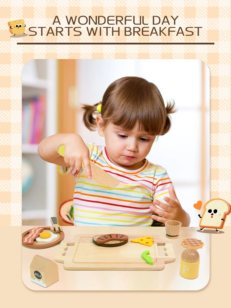 Hölzerne Küche, Rollenspiel-Set, Montessori-Simulationsplatten, Geschirr, Zubehör, Küchenspielset, Spielzeug für Kleinkinder, Geschenke ab 3 Jahren – Detail 36