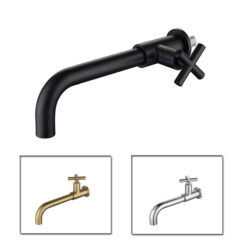 

SKOWLL Single Hole Bathroom Vanity Sink Faucet Deck Mount Single Cold Basin Tap， Matte Black