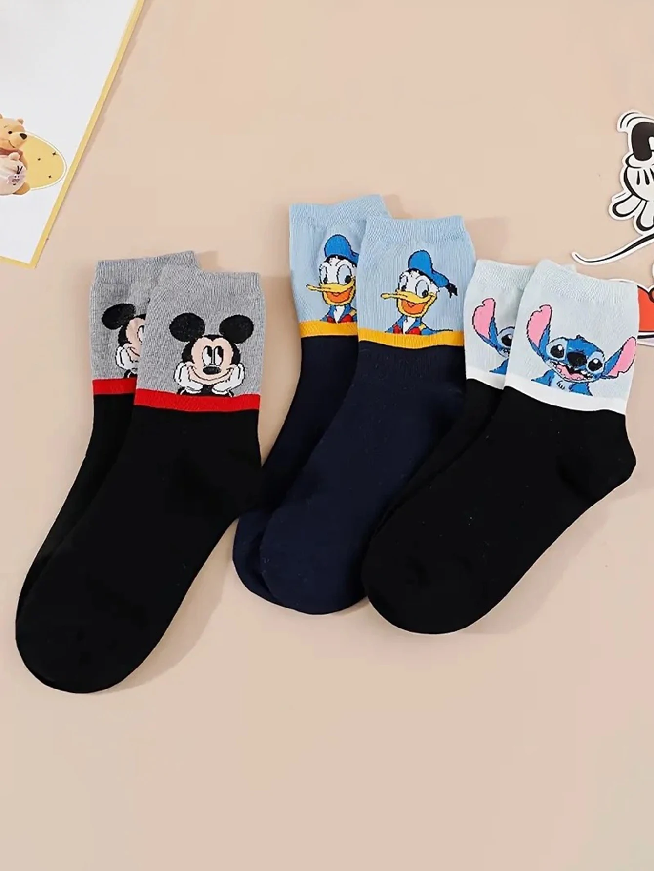 14/21 Pairs miniso السيدات منتصف العجل الجوارب الكرتون أنيمي ديزني موضوع النمط الأكاديمي الياباني لطيف جديد المرأة الجوارب #5