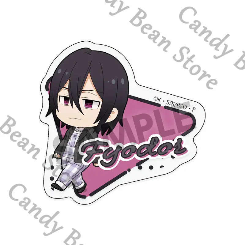 Genuine Anime ‌Bungo Stray Dogs Fyodor D Nakahara Chuya Dazai Osamu Cosplay Acrylic Name Badge Cartoon Brooch Breastpin Xmas - view 3