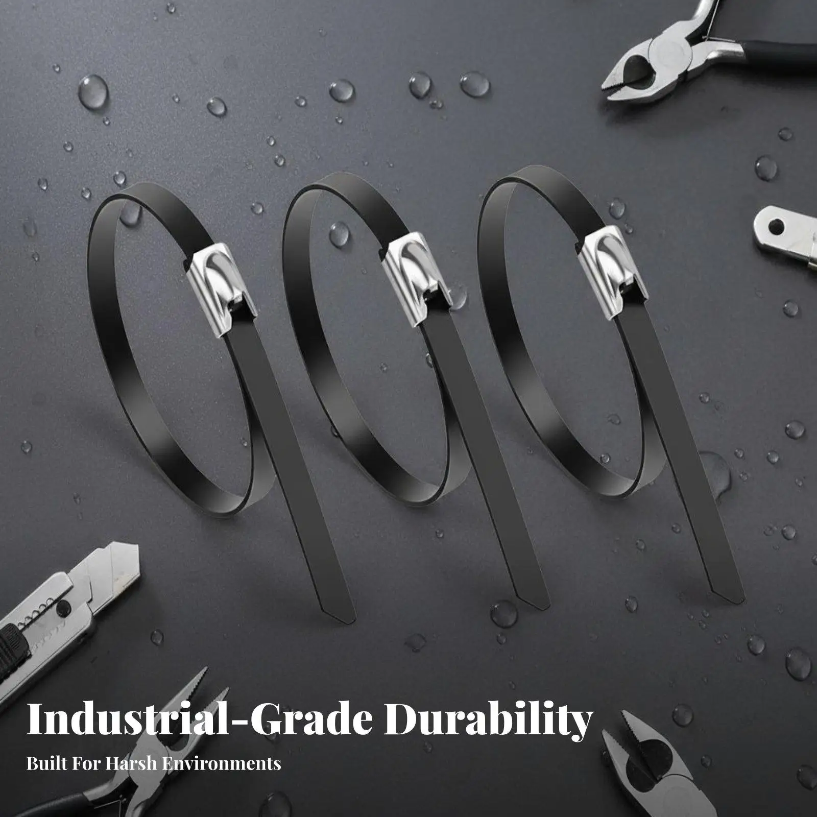 Weatherproof Steel Band for Securing Cables and Equipment with Anti Slip Internal Locking Ball Mechanism