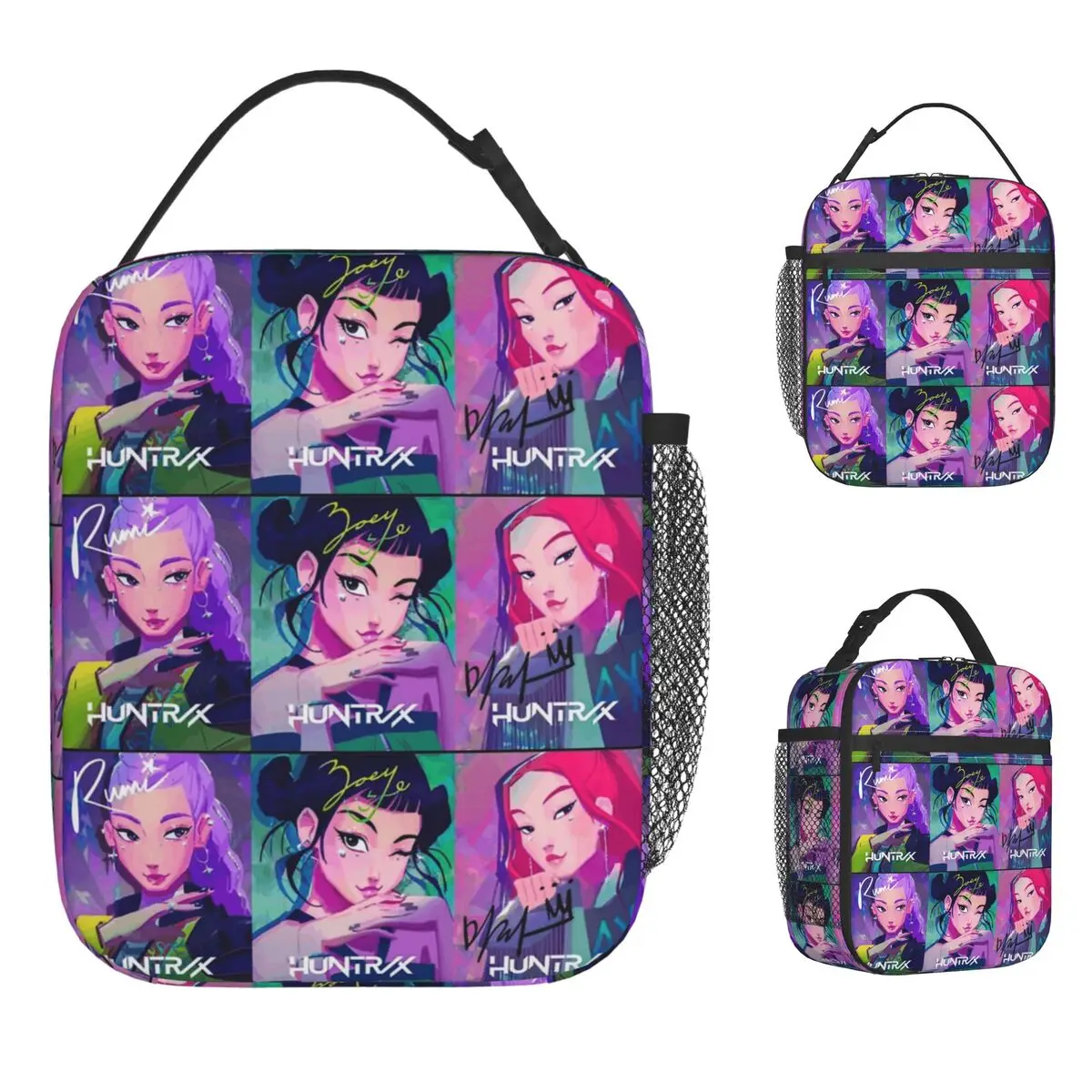 

K-POP Demon Hunters Сумка для обеда Huntrix Zoey Rumi Mira posterart Ланч-бокс для девочек Сумка-холодильник на молнии Оксфорд Термосумка-тоут