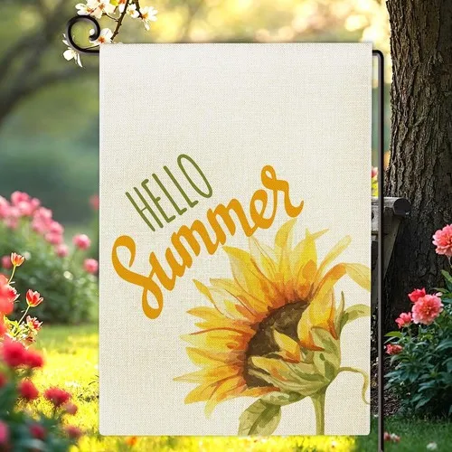 Hello Summer Garden Flag Double Sided Farmhouse Sunflowers, 12 x 18 Inches XXQ