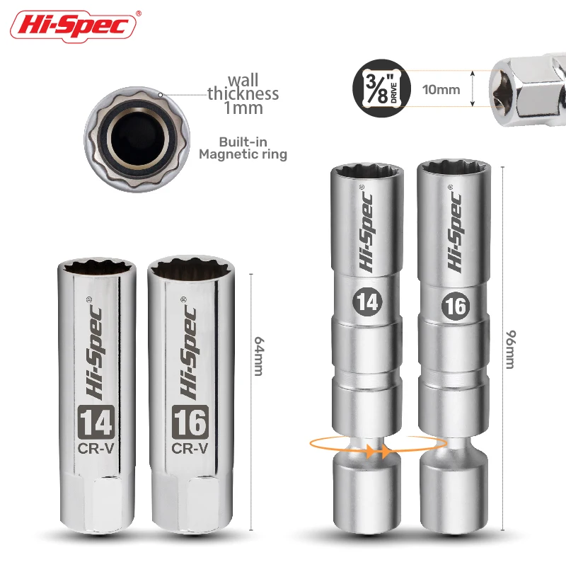 

Hi-Spec 3/8" Torque Wrench Set 10-60N.m 14/16mm Magnetic Spark Plug Socket 14/16mm Auto Repair Tool for Engine Maintenance​​