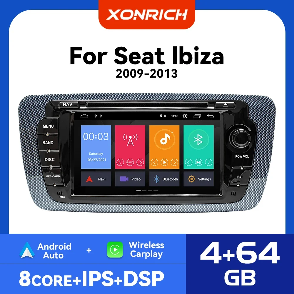 2 Din Android 12 Car DVD Radio For Seat Ibiza 6J MK4 Sport Coupe Ecomotive Cupra 2009-2013 Multimedia GPS Navigation IPS Carplay