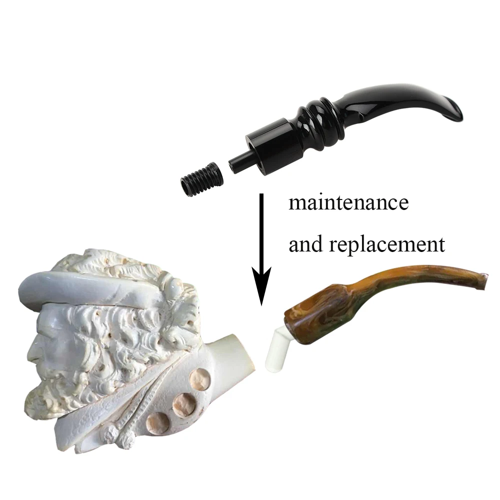 

Tobacco pipe mouthpiece, meerschaum mouthpiece, plug-in spiral mouthpiece, spiral tenon, DIY Curved Handle Cigarette Holder