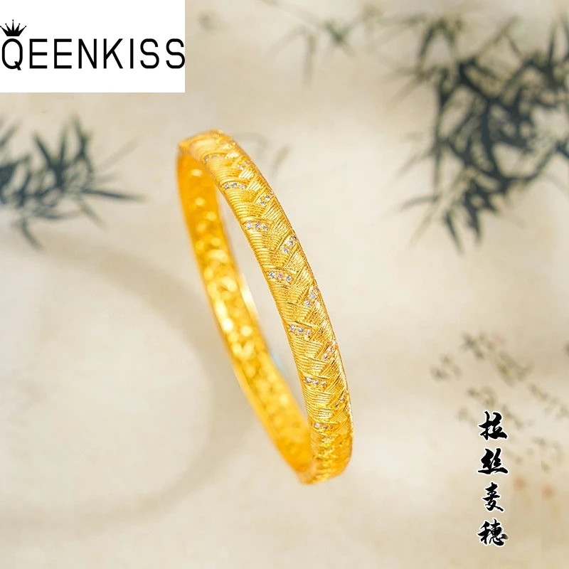 

QEENKISS Gold Vintage Wheatear Bracelets Bangles For Women Wedding Party Birthday Christmas Bride Mother Girl Lady Gifts BT5355