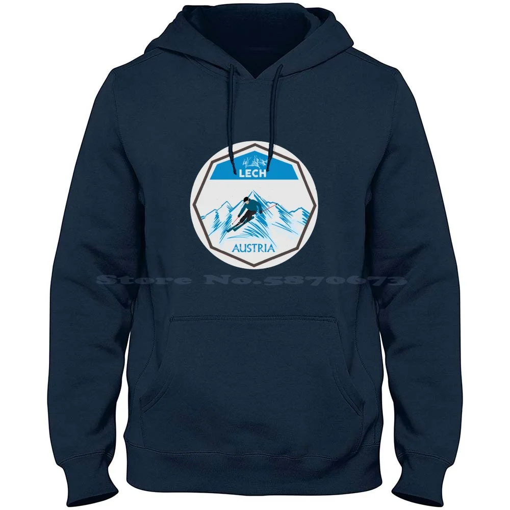 Skiing In Lech Austria 100% Cotton Hoodie Ski Lover Mountain Lech Austria Lech Skier Skiing In Lech Travel Austrian Vintage