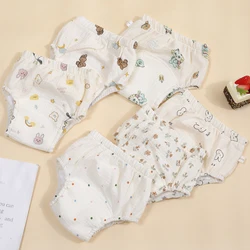 Baby Cartoon Cotton Animal Tiger Rabbit BearWaterproof Diaper Pockets Diapers Training Pants Gauze Diaper Learning Pants