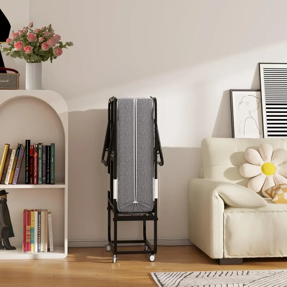 سرير كبير قابل للطي مع مرتبة مقاس 75 بوصة × 46 بوصة للكبار موفر للمساحة قابل للطي لسرير الضيوف سهل التخزين