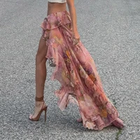 SUCHCUTE Y2K Vacation Floral Printed Long Skirts Holiday Beach Sexy Low Waist Aesthetics Lace Skirt Women Grunge Party Outfits - Image 3
