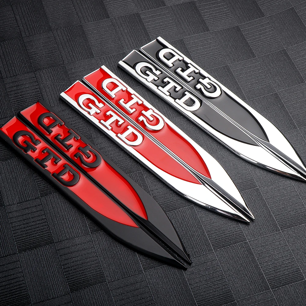 2PCS Car Accessories Metal Blade Shape Badge Body Decoration Sticker For Volkswagen Golf 4 Motion Polo Tiguan GTI R GTD Bora B6