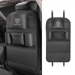 Leather Car Seat Back Organizer Storage Bag Anti-kick Pad Anti Scratch Mat For Peugeot 206 207 307 308 408 508 301 208 2008 5008