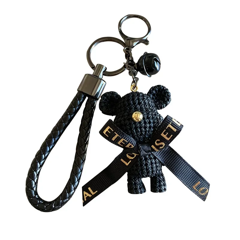 Creative Cartoon Resin Wool Bear Keychain Cute Bear Couple Key Ring Bag Pendant Small Gift Wholesale image 5