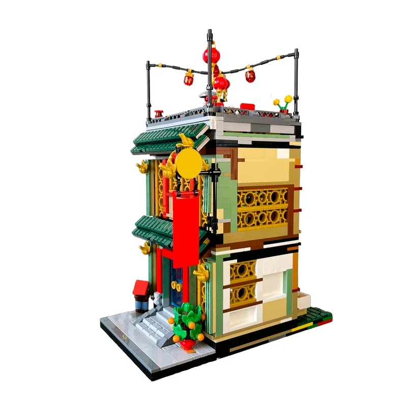 Chinese theme chinese restaurant modular bricks china traditional festivals blocks city house architecture moc unique display