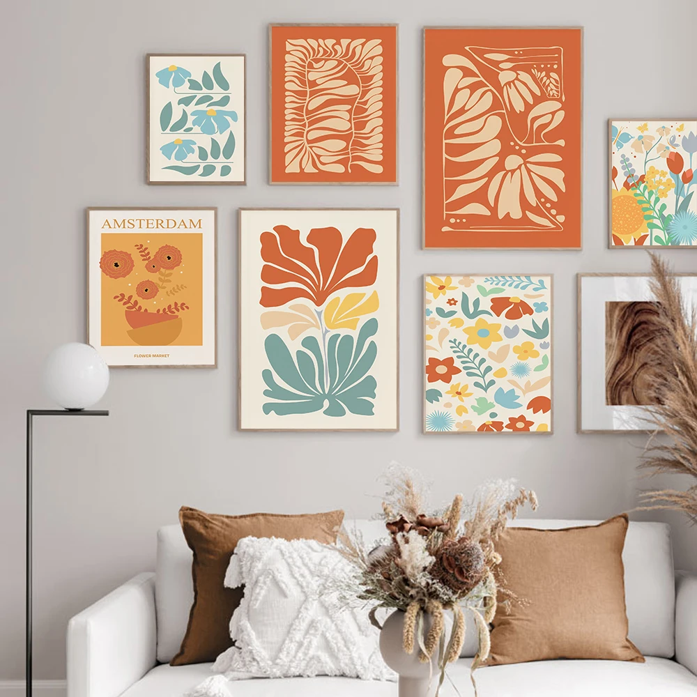 

Sun and Rainbow Print Boho Bedroom Decor Modern Minimalist Poster Living Room Canvas Terracotta Navy Wall Art Pictures Painting