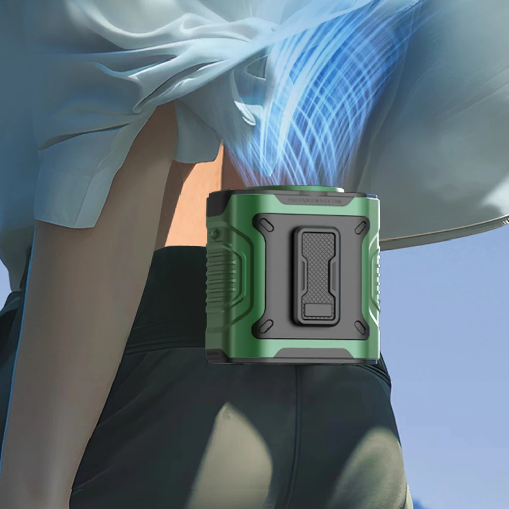 مروحة الخصر المحمولة USB قابلة للشحن كليب على مروحة الجسم قميص حزام يمكن ارتداؤها 3600 مللي أمبير مروحة الخصر التبريد مع مصباح يدوي مروحة شخصية