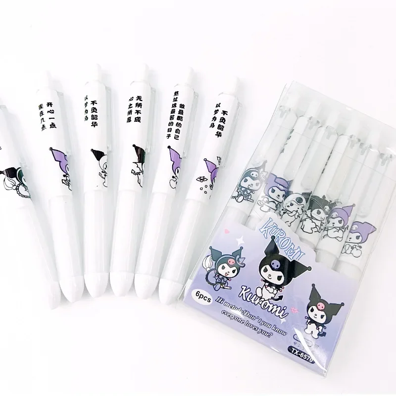 Imagem -04 - Sanrio Cartoon Gel Pen Olá Kitty Pochacco Imprensa Canetas Papelaria Estudante Material de Escritório Atacado 0.5 Preto 24 Pcs