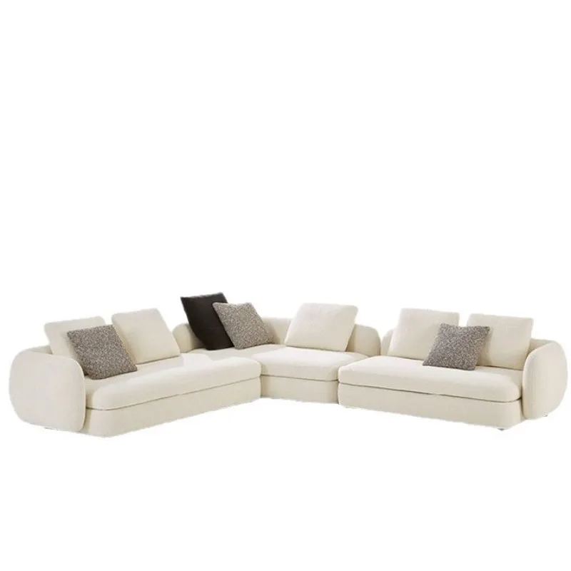 

Sofa Living Room Large Flat Floor Villa Corner Combination Fabric Cream Wind