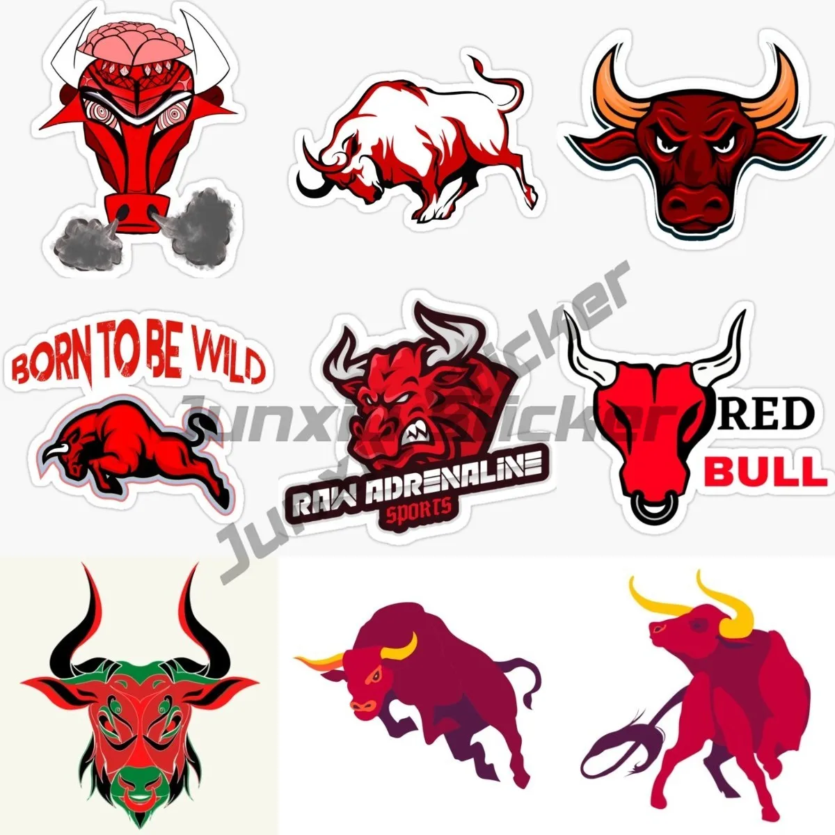 Angry Red Bullfight Car Stickers Vinyl Sticker Decal for Windows, Bumpers, Laptops Waterproof Car Accessories