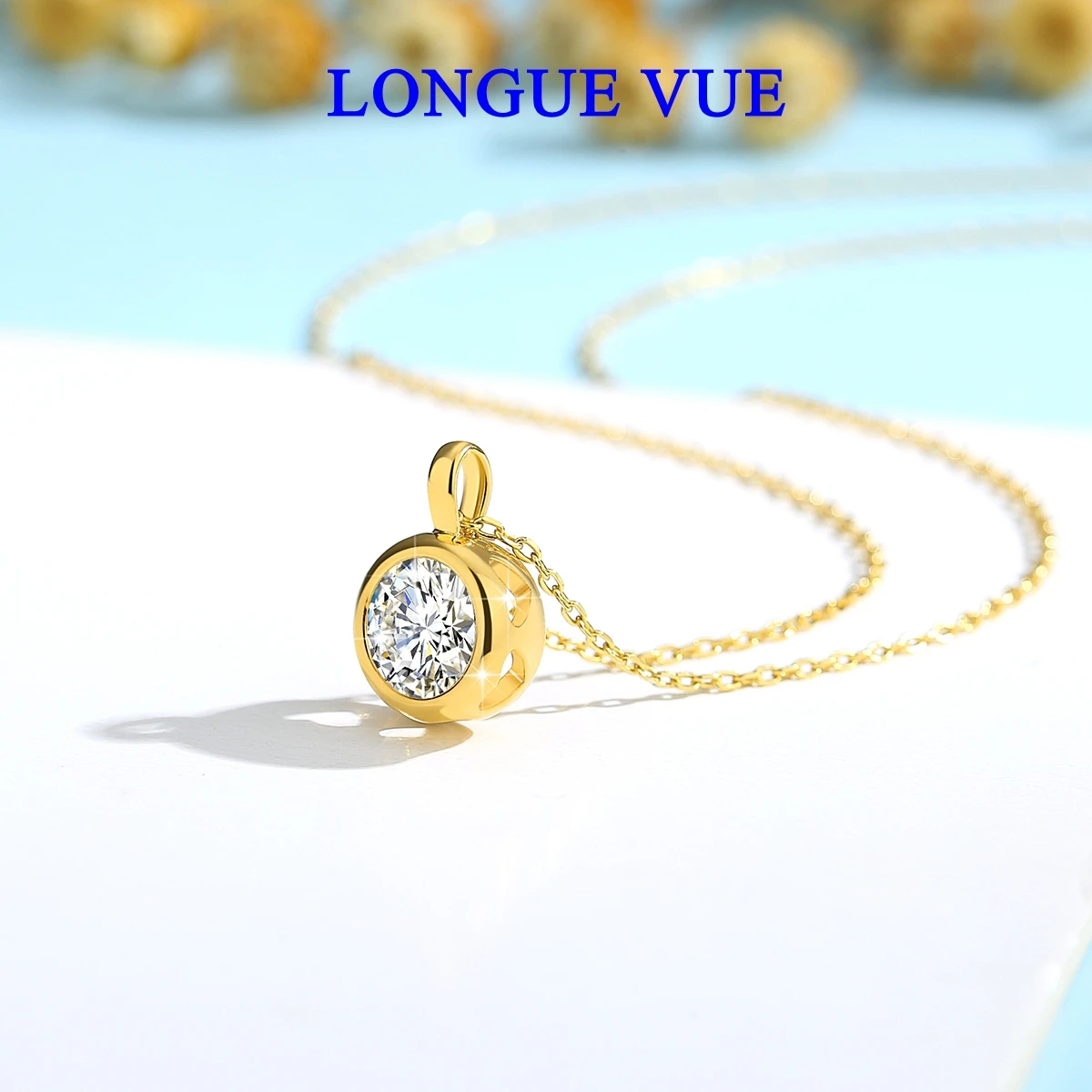 

1 Carat Moissanite Pendant Real 18K Gold Minimalist Style Woman Solitaire Choker Engagement Wedding Gift Fine Jewelry