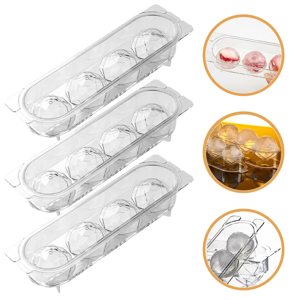 

3Pcs Ice Cube Tray Set Diamond Shape Molds with Lid Spill Proof Reusable Ice Cube Trays for Freezer Cocktails