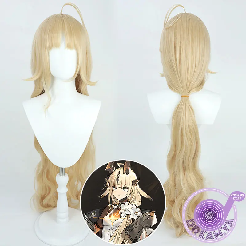 

Reed The Flame Shadow Cosplay Wig Arknights Blonde Wavy 100cm Synthetic Hair Heat Resistant Halloween Carnival Role Play Party