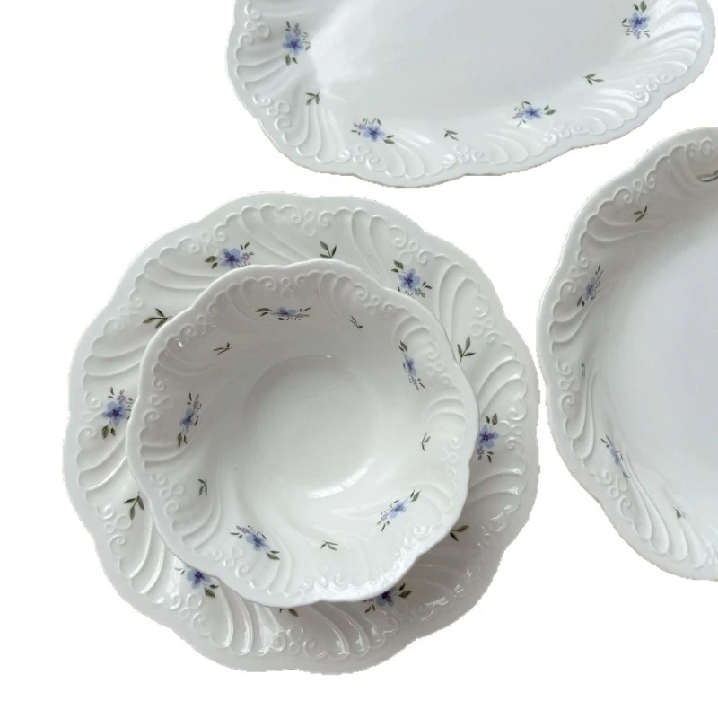 

LH Retro Breakfast Pasta Plate Western Dessert Embossed Ceramic Plate