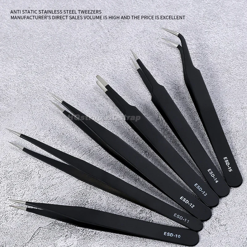 Stainless Steel Tweezers Watch Repair Tool Straight Bend Anti-static Tweezer for Watchmaker Multi Specification Repair Tools