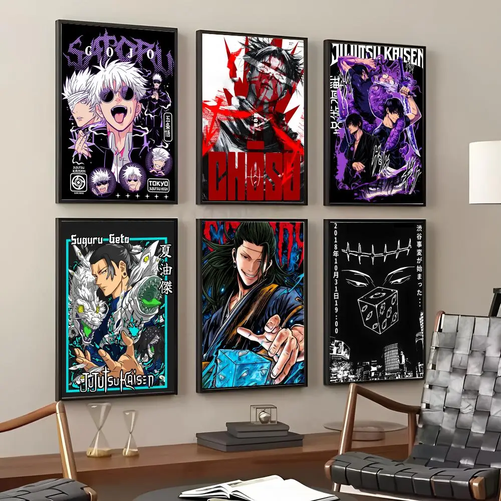Anime J-jujutsu Kaisen Painting Calligraphy Cotton Canvas Wall Art Poster High Quality Decor Painting for Living Room Home Decor