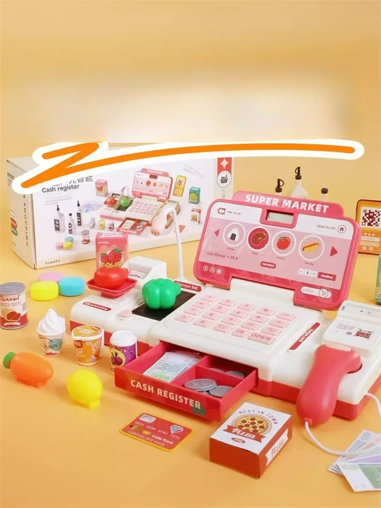 Jouets de caisse enregistreuse de supermarché, Shopping, reconnaissance intelligente, jeu de simulation avec Scanner, Microphone, carte de crédit, jouets pour enfants