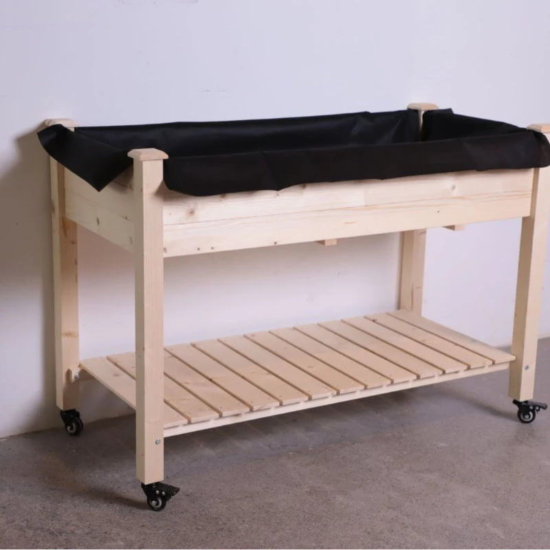 

Solid wood flower bed multi-layer movable outdoor planting box flower rack rack