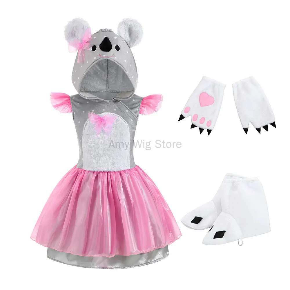 Rosa Maus Kostüm Set für Kinder Mädchen Tier Kostüm Zubehör für Karneval Halloween Cosplay Geburtstags feier Rollenspiel Outfits