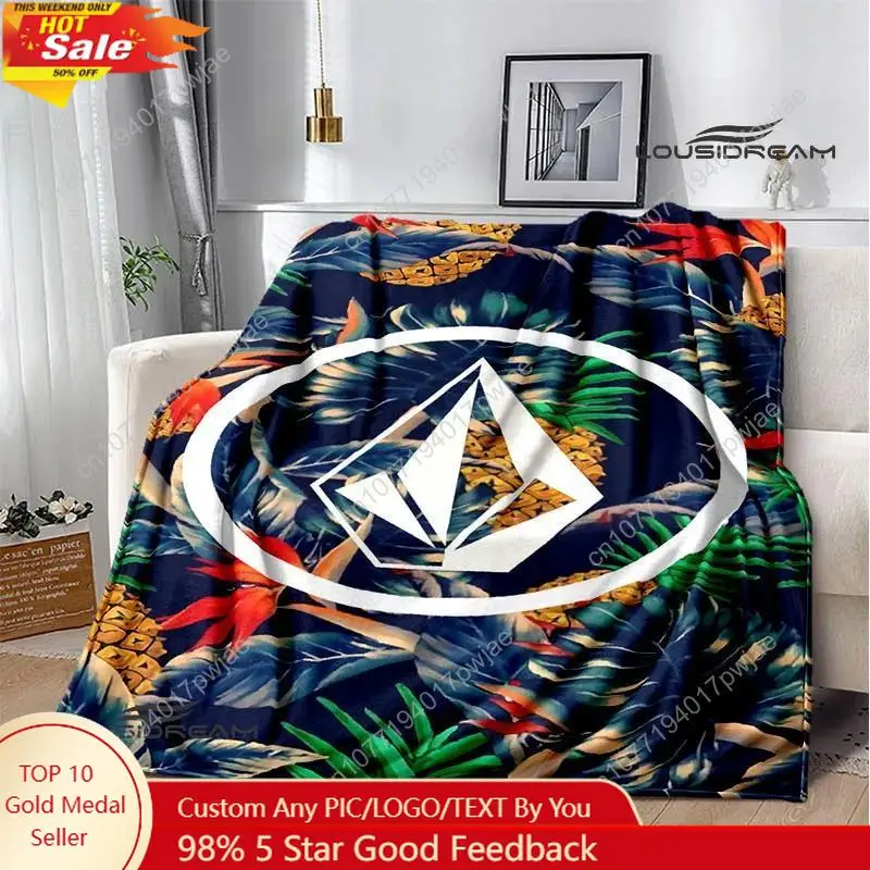 

V-VOLCOM LOGO printed blankets Flange Warm blanket soft and comfortable home travel bed blanket picnic blankets birthday gift