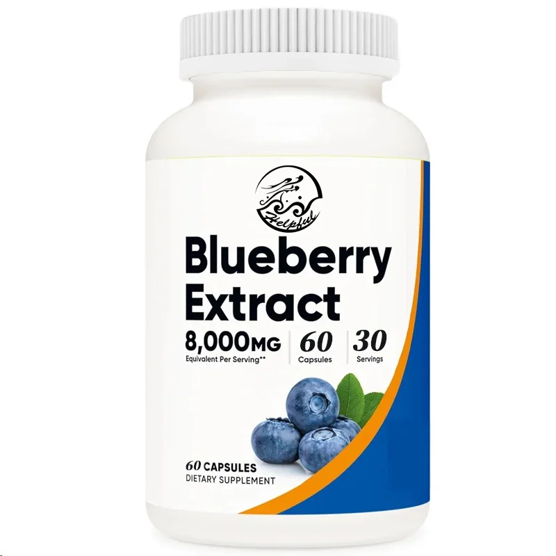 Blueberry extract 8000 mg strength 60 capsules - vegetarian, 160 mg 50:1 extract, gluten free, non genetically modified