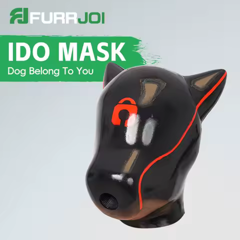 Furrjoi IDO Silicone Realistic Dog Mask for Cosplay Custom with Lock Pattered Funny Halloween Hood