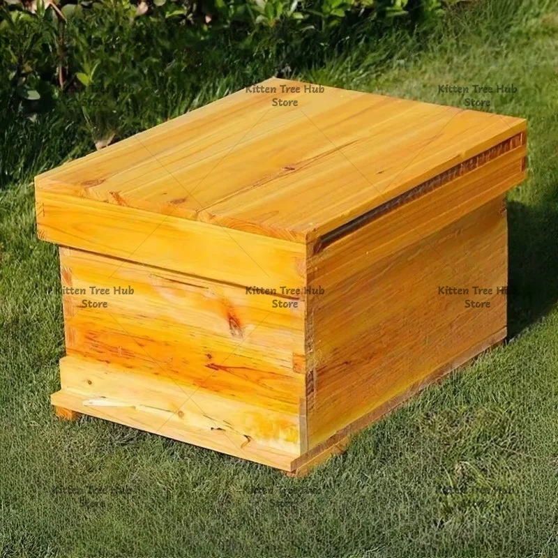 Fir Wood Seven-Frame Beehive, Beeswax Coated Standard Honeycomb Frame, Sturdy Beekeeping Equipment For Apiary