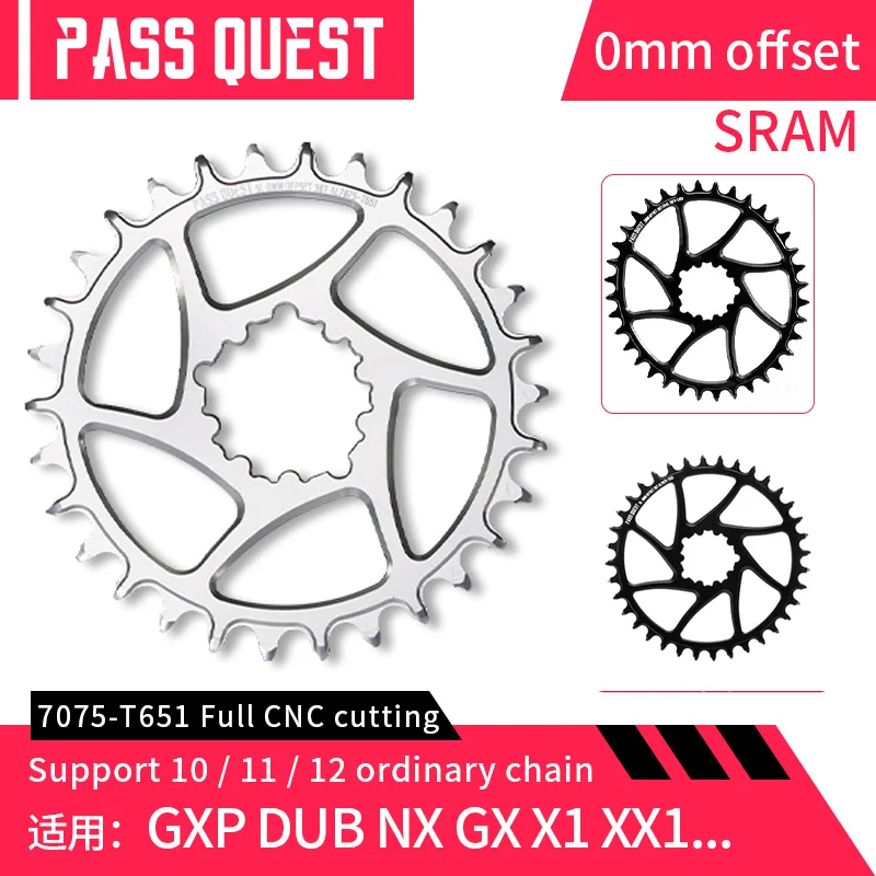 

PASS QUEST for 0mm Offset Chainring 28/30/32/34/36/38T Narrow Wide Chainring for 3 Bolt Direct Mount