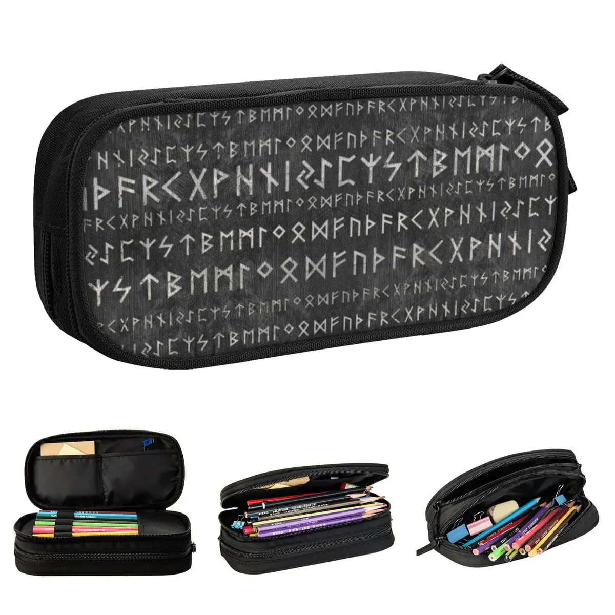 Elder Futhark Pattern Pencil Cases Viking Runes Pen Bag Student Big Capacity Office Cosmetic Pencil Pouch