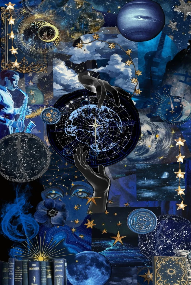 

Vintage Astrology Starry Night Collage Paper Jigsaw Puzzle 1000 Pieces DIY Assembly Home Art Decoration Gift