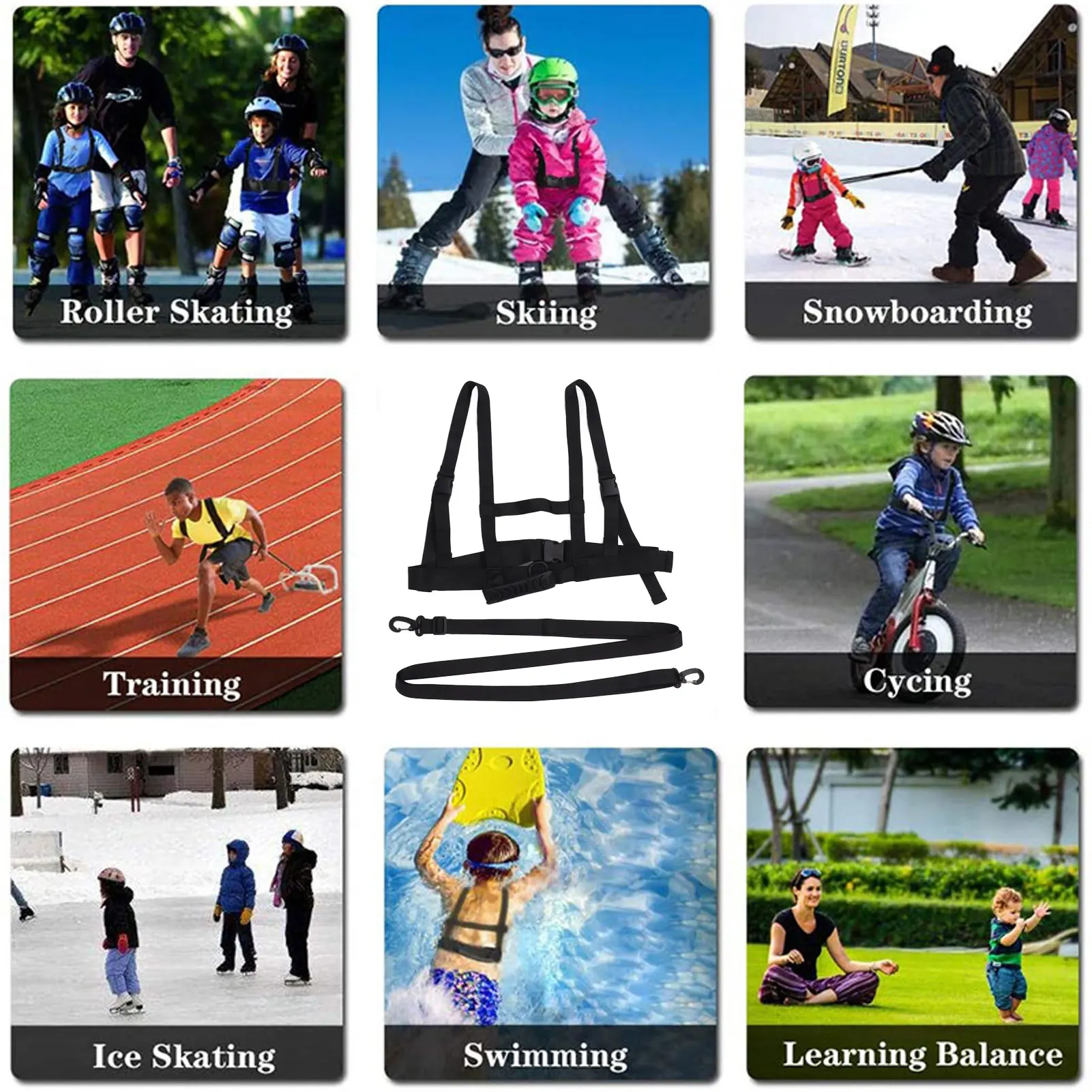 Kids Ski Shoulder Harness Safety Protection Adjustable Durable Ski Training Leash For Beginner