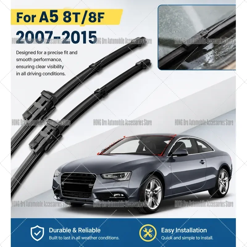 For Audi A5 2008-2016 Front Windshield Wiper Blades Set LHD 24+20 Inch Auto Window Rain Cleaner Rubber Squeegee Accessories